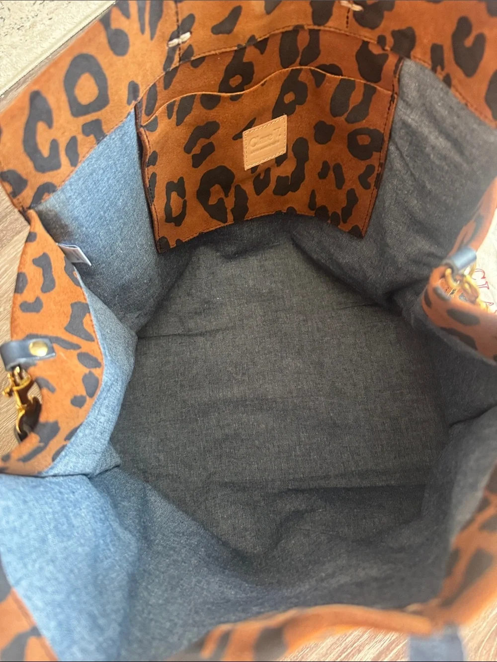 Clare V Leopard Simple Tote in Brown and Black- New without Tags